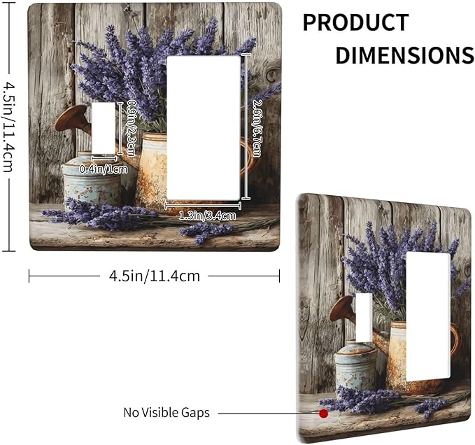 Rustic Flowers Lavender Purple Floral Oil Painting Outlet Covers 1 Toggle 1 Rocker Combination Decorative Wall Plate Electrical Switch Plates Light Switch Cover Plate for Farmhouse Bedroom Decor