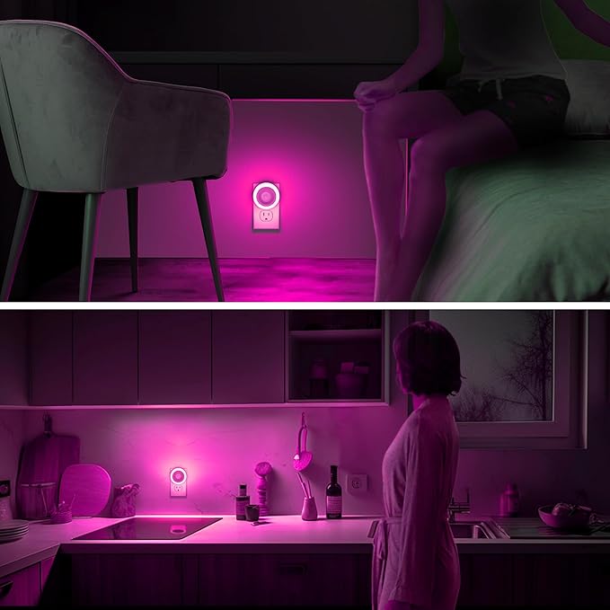 Briignite Motion Sensor Night Light Purple, [2 Pack] Night Lights Plug into Wall, Auto On/Off Motion Activation Nightlight, Energy-Saving 0.6W LED Purple Night Light, Ideal for Kids, Bedroom, Bathroom