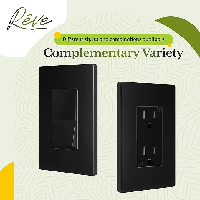 TG Screwless Decorator Wall Plates Child Safe Outlet Covers, Size 1-Gang 4.50" H x 2.75” L, Unbreakable Polycarbonate Thermoplastic, UL Listed, Matte Black (1 Pack)