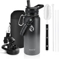 RAYMYLO Insulated Water Bottle 32 oz, Triple Wall Vacuum Stainless Steel (Cold for 24Hrs, Hot for 12Hrs), Leak Proof & Non-BPA, Modern Water Flask Jug with Paracord Handle & Straw Spout Lids
