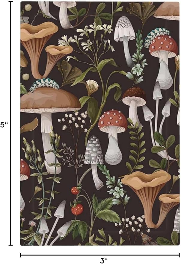 Vintage Boho Hippie Plant Mushroom 1 Gang No Device Wall Plate Decorative Blank Light Switch Cover Switchplate Electrical Faceplate for Bathroom Home Bedroom Art Decor