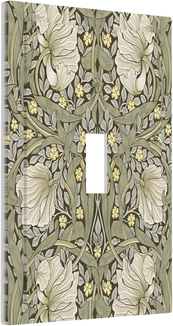 William Morris Pimpernel Flowers Plant Floral Decorative Light Switch Cover 1 Gang Single Toggle Device Electrical Faceplate Switchplates Decorator Outlet Wall Plate for Farmhouse Living Room Decor