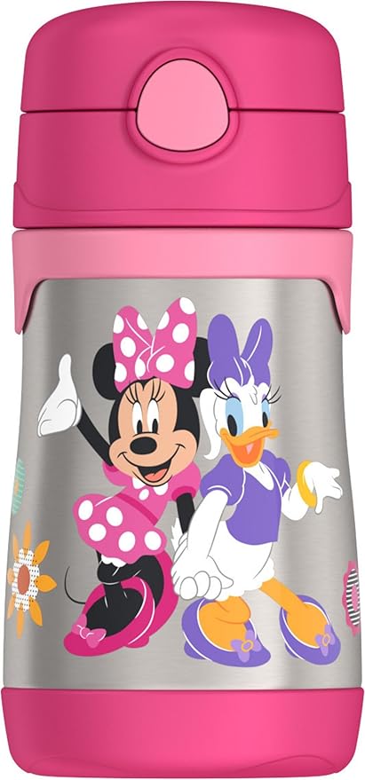 THERMOS Vacuum Insulated Stainless Steel 10oz Straw Bottle, MINNIE MOUSE (Pack of 3)
