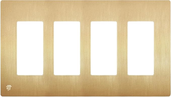 ENERLITES Elite Series Screwless Decorator Wall Plate Child Safe Outlet Cover, Gloss Finish, Size 4-Gang 4.68" H x 8.30" L, Unbreakable Polycarbonate Thermoplastic, SI8834-BGD, Brushed Gold