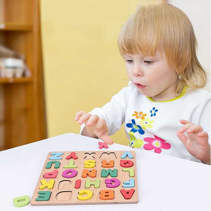 Wooden Puzzles for Toddlers, 2pack Alphabet Shape Puzzles for Kids Wooden Montessori Toddler Alphabet Number Shape for Kids 3 Years Old Boys & Girls