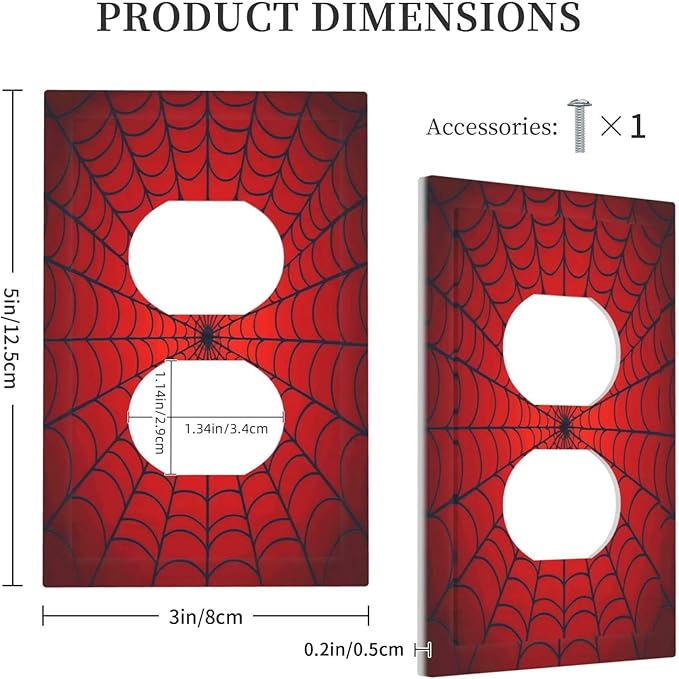 Red Spider Web Black Line Simplicity Outlet Covers 1 Gang Duplex Light Switch Cover Decorative Switch Plates Electrical Receptacle Faceplate Wall Plate For Kids Room Home Decor