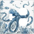 Blue Octopus Squid Seahorse Coral Watercolor Wild Sealife Wallplates 1 Toggle 1 Duplex Switch Plate Electrical GFCI Faceplate Decorative Light Switch Covers for Bathroom Kids Room Decor
