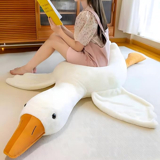 Ryttir Giant Goose Plush - 63" Extra Soft Goose Stuffed Animal Hugging Pillow with Rotund Belly,Safety Nursery Decor & Sensory Comfort Toy,Cuddle Companion for Kids(Birthday Gender Neutral Gift)