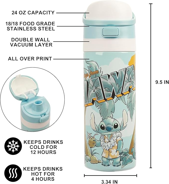Lilo & Stitch Hawaii Stitch Blue 24 Oz Stainless Steel Tumbler