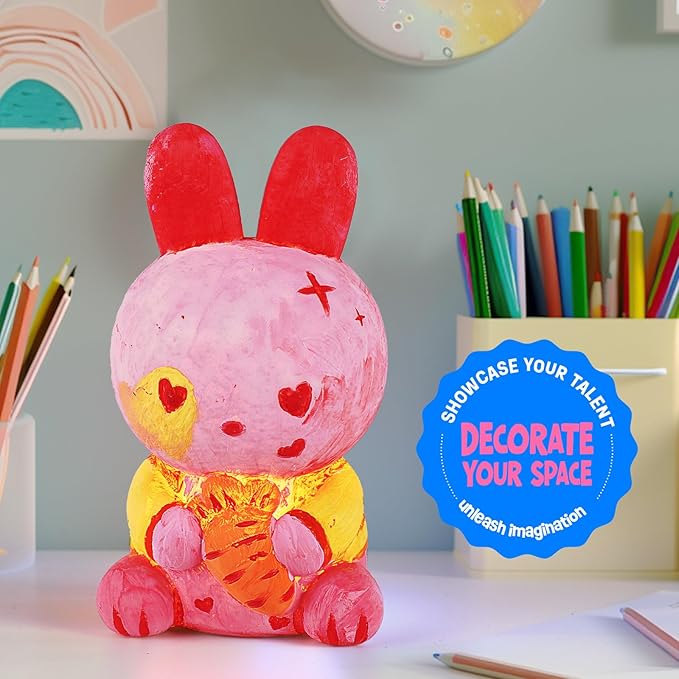 LAOESE Paint Your Own Bunny Lamp Kit, Art Supplies Painting Kits for Kids, Arts and Crafts for Kids Ages 8-12, Bunny Toys Girls Boys Birthday Gifts for Kids Ages 3 4 5 6 7 8 9 10 11 12+