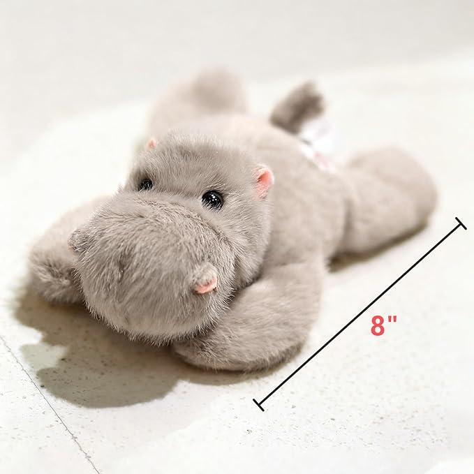 PEACH CAT Hippo Stuffed Animal Cute Hippopotamus Plushies Small Plush Toys Gifts for Kids Dark Gray