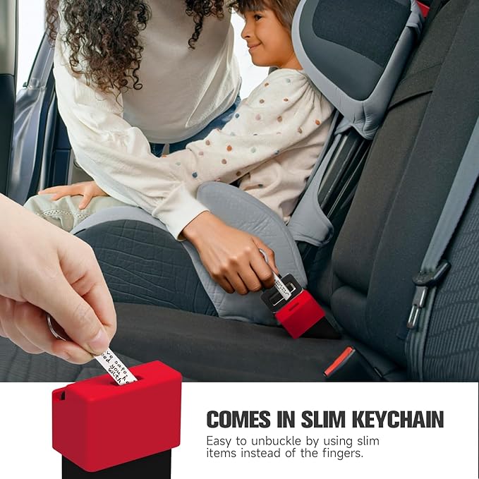 Morlike Silicone Seatbelt Secure Buckle Safety Cover Lock | Keep Children Safe in Car Seat and Prevent Kids from Accidentally Unbuckling | Buckle Guard Fits Almost Vehicles (red,2PACK)