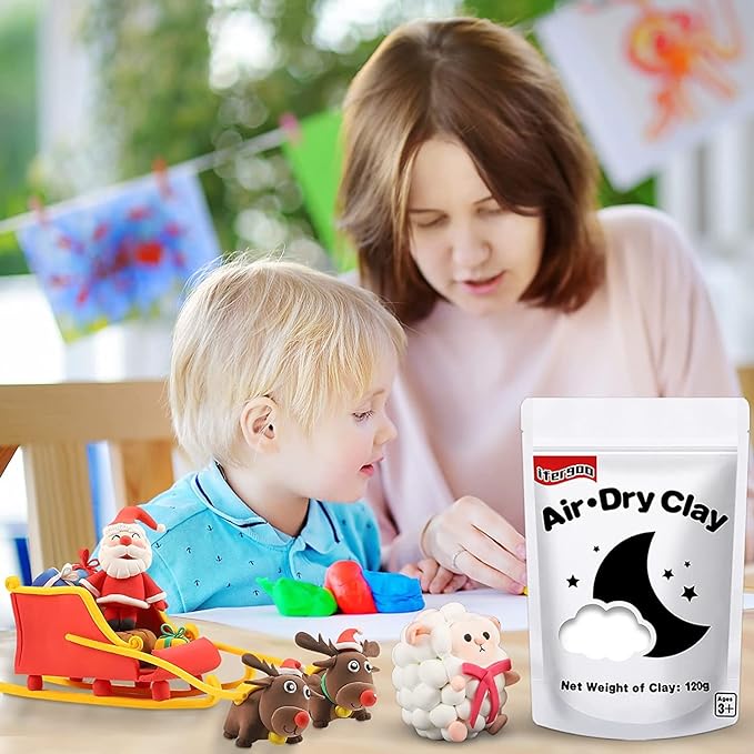 ifergoo White Air Dry Clay, Foam Magic Modeling Clay for School Art & Craft Project, Refill White Clay for Kids, Slime Supplies, Super Light & Soft, Non-Sticky, Non-Toxic, Age 3-12 Boys and Girls Gift