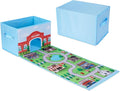SAM AND MABEL Toy Cars Garage Box – Toy Storage Box with Car Rug Play Mat, Collapsible Storage Organizer for Boys and Girls (GoPlaces)