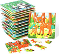 GRINNNIE Jigsaw Puzzle for Toddlers 3 4 5 Years Old, Montessori 12 PCS Wooedn Forest Animal Puzzles, Portable Size Puzzle Preschool Learning Toys for Travel or Car, Birthday Gift for Boys and Girls