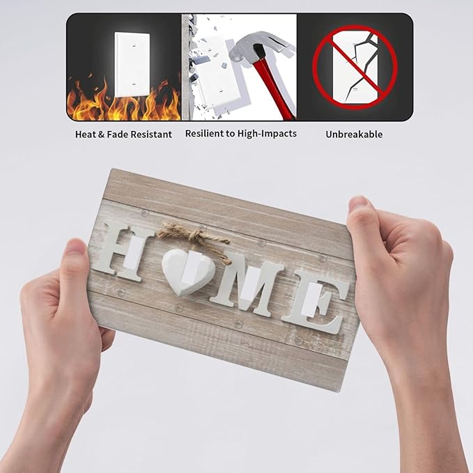 Farm Country Love Home Wood Print Decorative 4 Gang Quad Toggle Light Switch Cover Electric Large Size Quadruple Faceplate Decorative Switch Face Wallplate