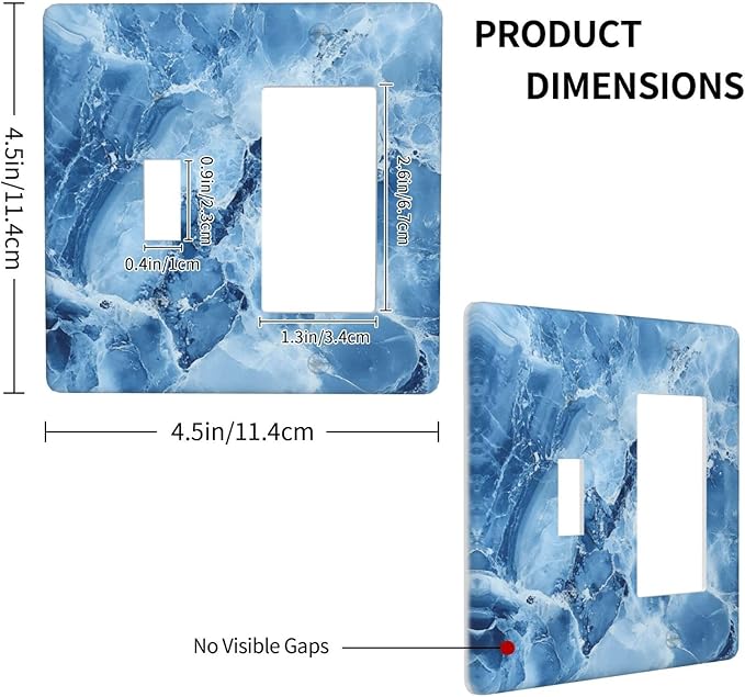Light Switch Cover Blue Marble Abstract Luxury Modern 2 Gang Toggle Rocker Combo Socket Cover Wall Plates Decorative Switch Plates and Outlet Covers for Bathroom Bedroom Decor