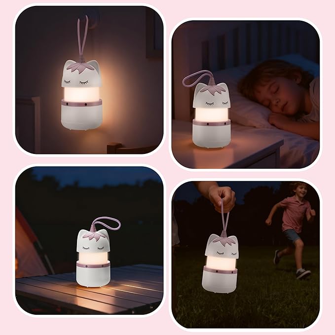 WORKPRO 2-Pack Kids Camping Lanterns with RGB Lights, Battery Powered with Lanyard, Fun Night Light Gifts for Kids - Unicorn Design