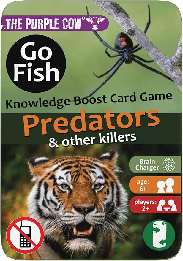 The Purple Cow Go Fish! - Predators and Other Killers - The Classic Card Game with a General Knowledge Boost for Kids & Families Ages 6+