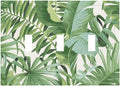 Tropical Palm Trees Leaves 3-Gang Toggle Device Switch Wall Plate Green Greenery Jungle Botanical Plant Boho Monstera Leaf Mid-Size Decorative Triple Decorator Light Switch Outlet Cover Faceplate