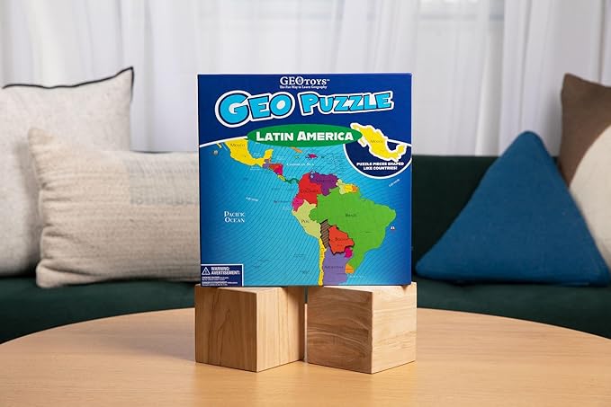 GeoToys GeoPuzzle, Latin America Jigsaw Puzzles, 50 Pc Geography Game & Map Puzzle, Educational Games & Kids Learning Activities, Puzzle Gifts for Children Ages 6-9, Fun Learning Toys for Kids