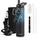 RAYMYLO Insulated Water Bottle 24oz, Triple Wall Vacuum Stainless Steel (Cold for 24Hrs, Hot for 12Hrs), Leak Proof & Non-BPA, 24oz Hydro Water Flask with Paracord Handle & Straw Spout Lids