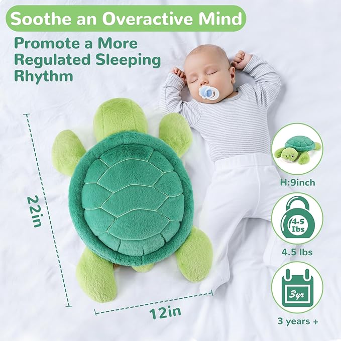 gnomantic Turtle Weighted Stuffed Animals - 22 Inch 4.5 Pounds Weighted Plushies Sea Turtle Stuffed Animal - Big Tortoise Plush Pillow - Cute Plush Toys Gifts for Kids & Adults (22" 4.5 lbs)
