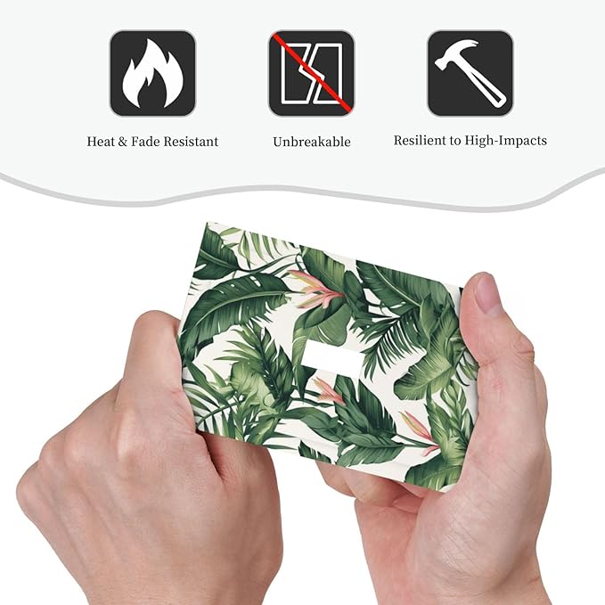 Tropical Leaf Jungle Botanical Palm Tree Greenery Floral Decorative Light Switch Cover 1 Gang Single Toggle Device Electrical Faceplate Switchplates Decorator Outlet Wall Plate for Bedroom Living Room