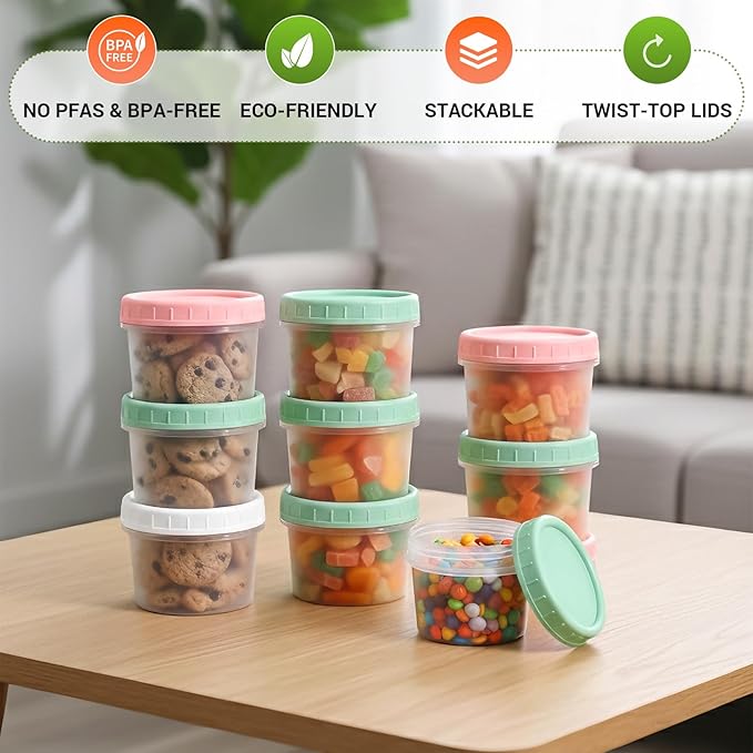 ASEVAT 18 Pack 6.8 oz Food Storage Containers with Twist Lids – Leakproof BPA-Free Soup Containers, Microwave/Dishwasher Safe Freezer Containers for Meal Prep, Leftovers & Takeout