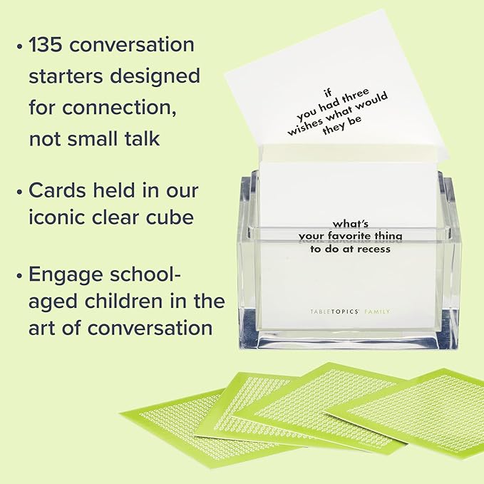 TableTopics Family Conversation Cards for Kids & Parents with 135 Questions for Fun & Connection at Dinnertime, Game Night, & Classrooms