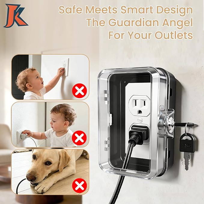 1 Pack Universal Baby Safety Electrical Outlet Cover Box Childproof Plug Cover - More Space for Large Plugs Easy to Install & Use Fit Socket Protector (1Pack, Black)