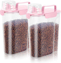 LEAWALK 5-7Lbs Dog Cat Food Storage Container with Upgraded Large Nozzle BPA-free, 4 Snap Seals Plastic Pet Food Storage Containers with Handles (Light Pink, 5L-2pack)