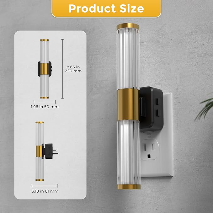 L LOHAS LED Night Lights Plug into Wall, RGB Color Changing Night Light for Kids, Acrylic Rotating Nightlight Dimmable with Light Sensor, for Bedroom Bathroom Hallway Children Christmas Party, 2 Pack