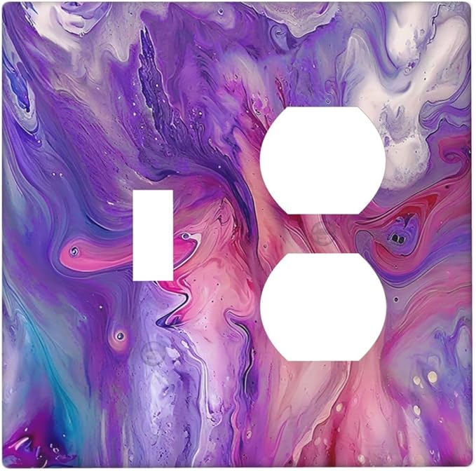 Liquid Marble Modern Abstract Texture Abstract Purple Paint Wall Art Wallplates 1 Toggle 1 Duplex Electrical Gfci Faceplate Decorative Light Switch Covers Switch Plate for Office Living Room Decor