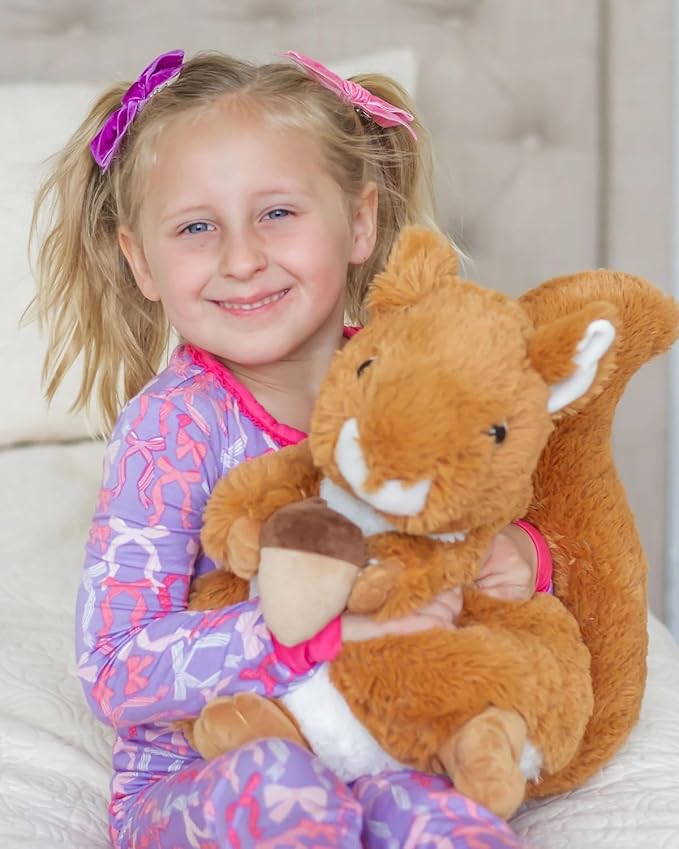 BENINY 14“ Realistic Squrrile Stuffed Animal, Cute Squirrel Plush Toy with Holding Mini Acorn, Plushie Gift for Kids