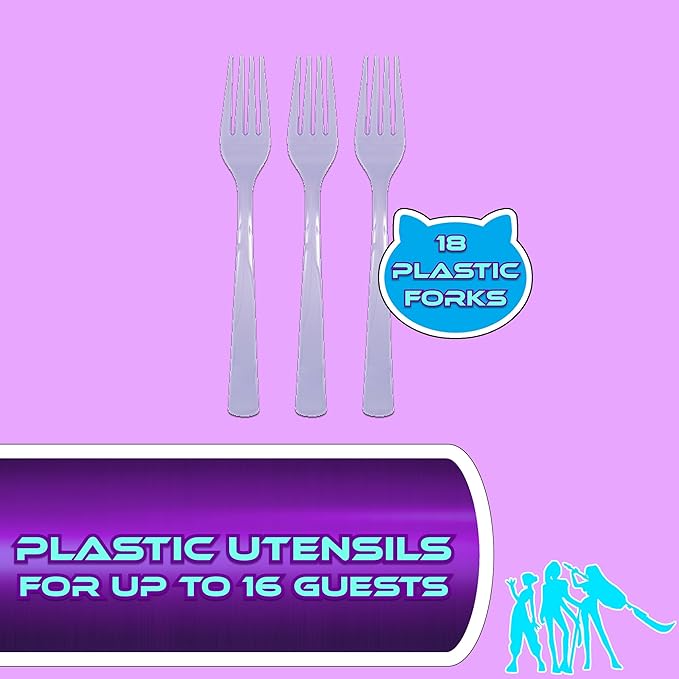Unique K-Pop Demon Hunters Party Supplies | Complete Tableware Set | Serves 16 | Officially Licensed | Plates, Cups, Napkins, And Cutlery | Birthday Tableware For Kids, Buffets, Easy Cleanup