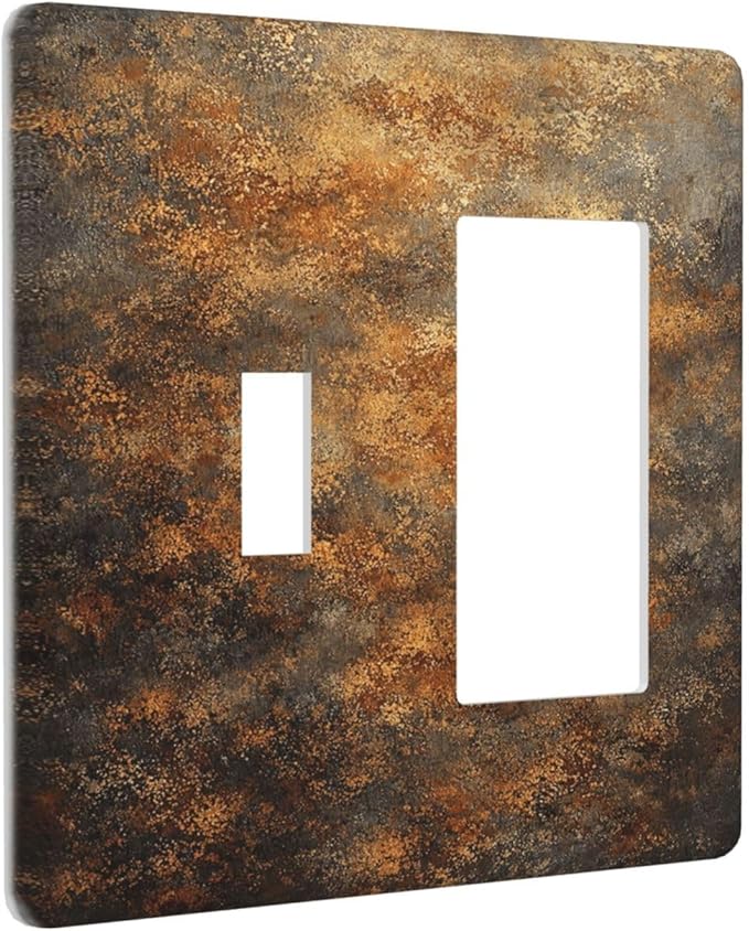 Decorative Outlet Covers Vintage Rust Pattern in Brown gold 2 Gang Light Switch Cover Plate Single Toggle 1 Rocker Wall Plates for Electrical Outlets Switch Plate Covers for Bedroom Decor
