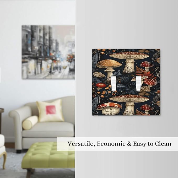 Decorative Switch Plate Covers Vintage Mushroom Floral 2 Gang Double Toggle Light Switch Cover Plate Electrical Wall Plate Outlet Cover Outlet Light Switch Cover for Bedroom Kids room Decor