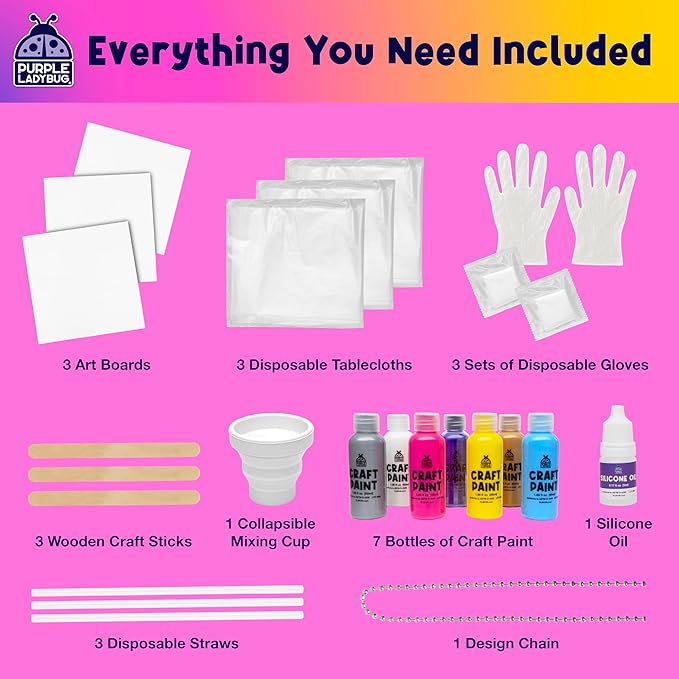 Paint Pouring Art Kids Painting Kit - Art and Crafts for Kids Ages 8-12, Gifts for 6 7 8 9 10 11 12 Year Old Boys & Crafts for Girls 8-12, Birthday Gifts for Girls, Tween & Teen Girl (Stellar Swizzle)