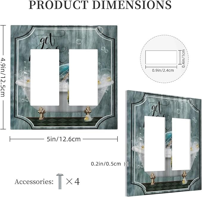 Teal Green Sea Turtle Funny Ocean Vintage Tortoise Beach Theme Decorative Outlet Covers 2 Gang Double Gfci Rocker Electrical Wall Panels Light Switch Cover Plate for Kids Room Bathroom Decor