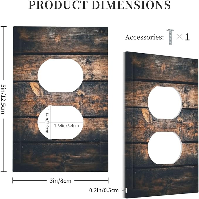 Outlet Covers Brown Vintage Wooden Board Rustic Wood 1 Gang Duplex Light Switch Cover Decorative Switch Plates Electrical Receptacle Faceplate Wall Plate For Farmhouse Cabin Decor