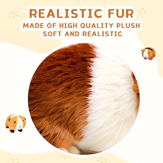 Guinea Pig Stuffed Animal, Cute Guinea Pig Plush for Kids, Realistic Stuffed Animals Small Live Animals Toys for Boys Girls Children's Christmas Birthday Gifts(Grey)