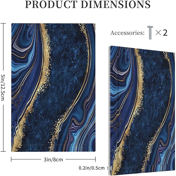 Navy Blue Marble 1 Gang Light Switch Cover No Decive Blank Wall Plate Decorative For Teen Kids Boys Bathroom Home Bedroom Art Panel Decorate 5" x 3