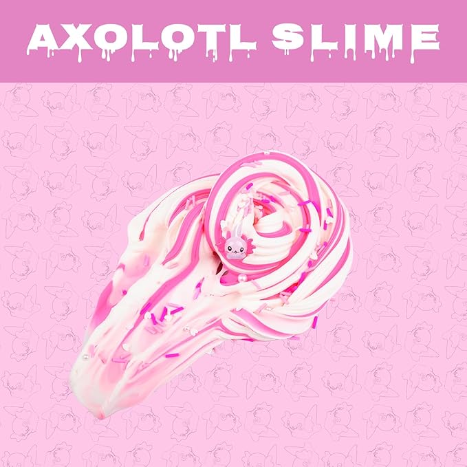 Axolotl Butter Slime,Non Sticky,Super Soft Stress Relief,Scented and Stretchy Toy,Birthday Gifts for Kids 4-12,DIY Slime Party Favor,Dual Colored Pink Slime,Christmas Stocking Fillers (7oz 200ML)
