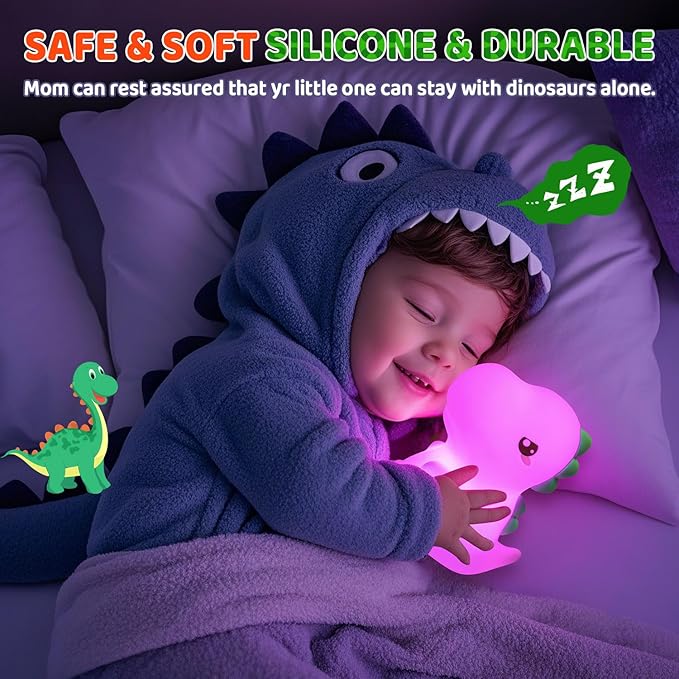 OneFire Dinosaur Toys for Kids 3-5,16 Colors+Silicone+Dimmable+12 Hr Use Night Light for Kids Night Light,Toys for 3-8 Year Old Boy,Toddler Birthday Gift,Dinosaur Room Decor for Boys,Girl,Baby,Toddler