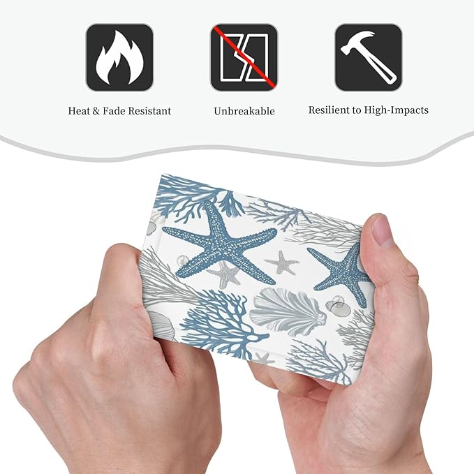 Blue Starfish Nautical Beach Conch Coastal Coral Shell Light Switch Cover Plate 1 Gang No Device Blank Electrical Wall Plates Faceplate Decorative Switch Plate For Kids Room Bathroom Decor