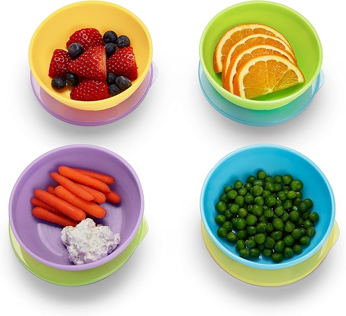 Munchkin® Love-a-Bowls™ 10 Piece Baby Feeding Set,Includes Bowls with Lids and Spoons,Multicolor,(Pack of 12)