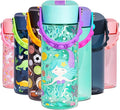 Elemental Water Bottles for Kids - Splash Kids Water Bottle for School with Pop-it Handle - BPA Free Tritan Plastic Water Bottle with Straw Leak Proof when Spout is Closed -Mermaid - 18oz