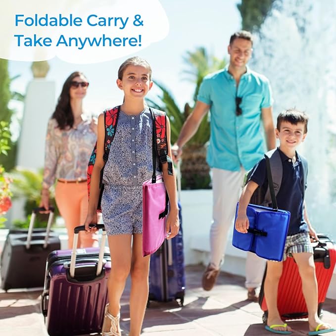 Travel Tray for Kids, Carseat Table Tray for Road Trip Activities, Toddler Lap Desk Organizer for Airplane - Blue