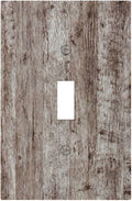 Light Switch Cover Plate Rustic Wood Grey Brown Vintage Wooden Plank 1 Gang Single Toggle Decorative Switch Plates Wall Plates Electrical Faceplate Socket Covers for Farmhouse Home Decor